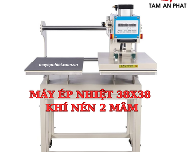 Máy ép nhiệt phẳng 38x38 khí nén 2 mâm cao cấp