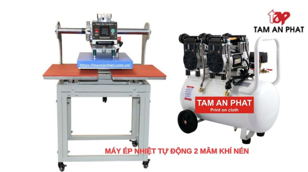 Máy Ép Nhiệt Công Nghiệp In Áo 2025: 38x38, 32x45, 40x60 Tự Động Khí Nén