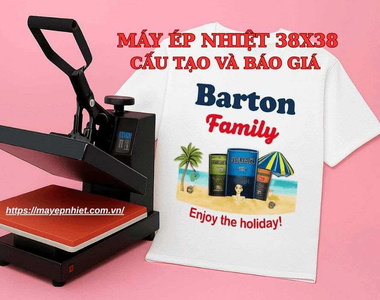 Máy ép nhiệt 38x38: Cấu tạo, báo giá, hướng dẫn in áo hiệu quả