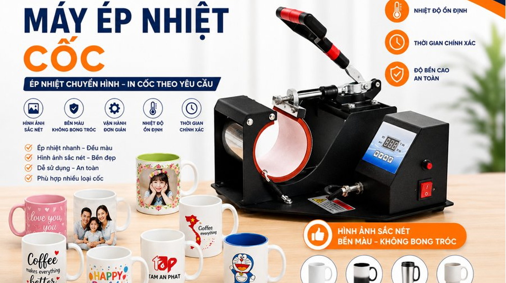 Máy Ép Nhiệt Cốc Chính Hãng Giá Tốt In Ly Cốc Chuyên Nghiệp