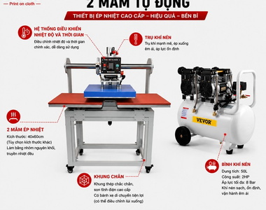 Máy ép nhiệt 2 mâm: cấu tạo, ưu điểm và ứng dụng