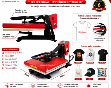 Máy ép nhiệt 32x45 - bestseller trong ngành in áo thun chuyên nghiệp