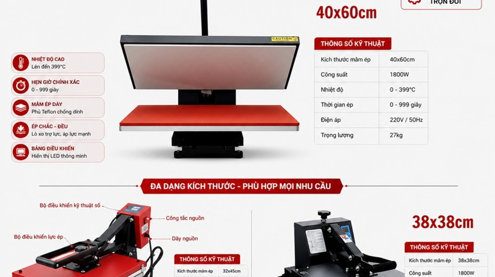 Máy ép nhiệt quần áo - top 3 máy ép nhiệt phẳng bán chạy nhất