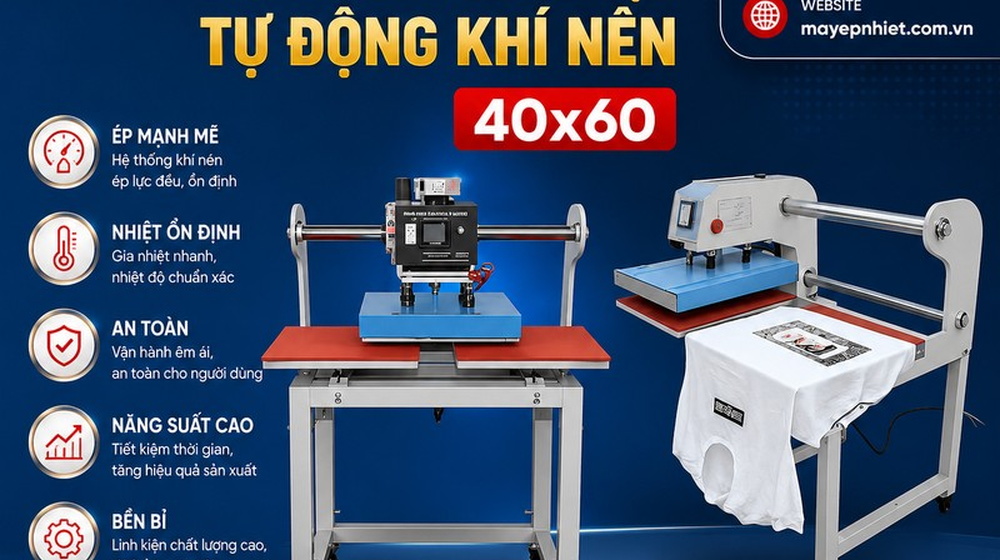 Máy ép nhiệt thủy lực hơi 2 mâm – Giải pháp in ấn chuyên nghiệp