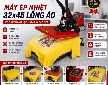 Khám phá máy ép nhiệt cao áp 32x45 lồng áo: Ép chuyên nghiệp, bền bỉ