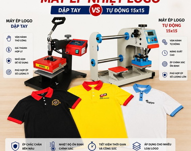 So sánh máy ép nhiệt logo dập tay & máy ép nhiệt logo tự động 15x15