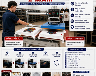 Máy ép nhiệt 2 mâm 40x60 khí nén - Giải pháp in ấn toàn diện