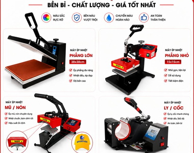 Tìm hiểu Máy ép nhiệt áo, máy ép nhiệt mũ, máy ép cốc, máy ép nhiệt logo