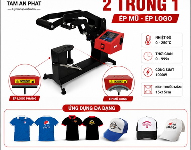 Máy ép nhiệt mũ, ép nhiệt logo 2 trong 1 - giải pháp tối ưu hóa trong in ấn