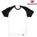 Phôi áo trắng tay đen vải cotton 65/35 đủ size