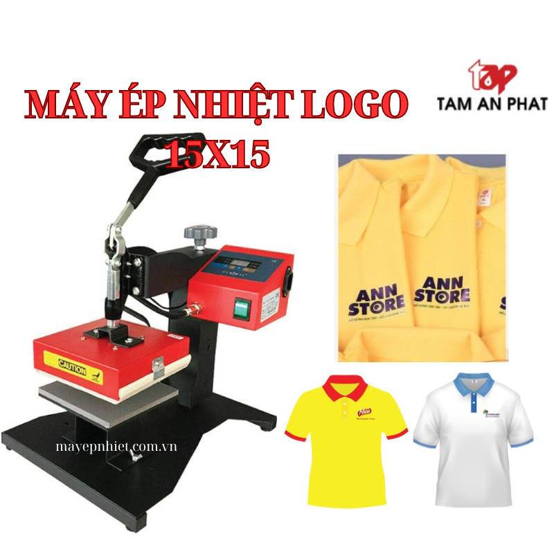 Máy ép logo nhiệt cầm tay 15x15 - máy ép chuyển nhiệt mini in logo lên áo 