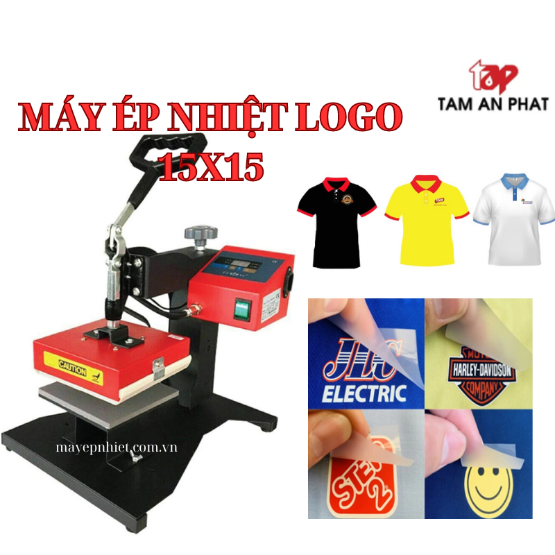 Máy ép logo nhiệt cầm tay 15x15 - máy ép chuyển nhiệt mini in logo lên áo 