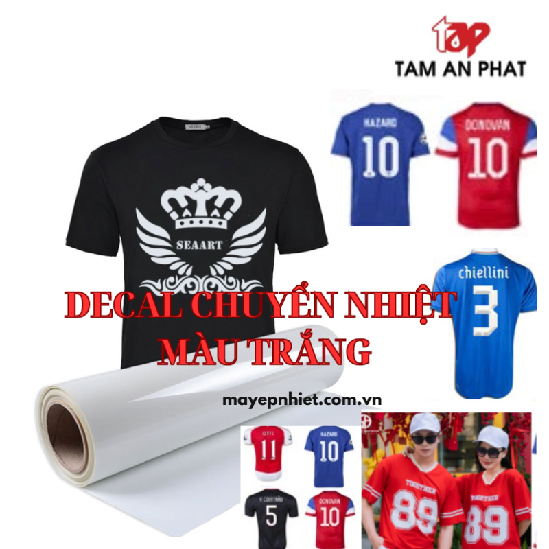 Decal chuyển nhiệt màu trắng in áo đá bóng