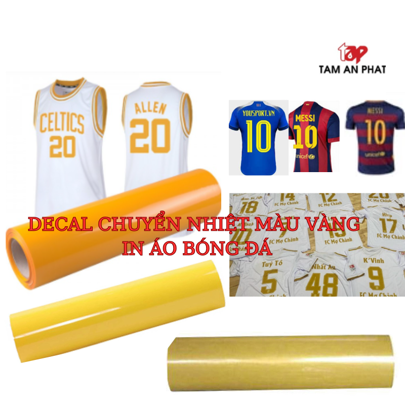 Decal chuyển nhiệt màu vàng in áo bóng đá