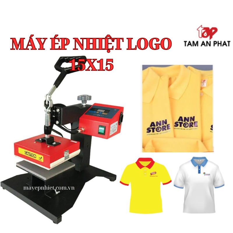 Máy ép chuyển nhiệt mini 15x15 in logo lên áo