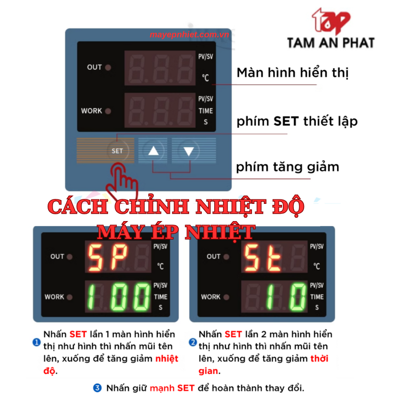 Cách chỉnh nhiệt độ và thời gian ép cho máy ép nhiệt