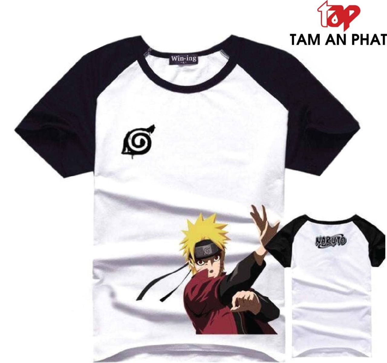 Phôi áo trắng tay đen vải cotton 65/35 