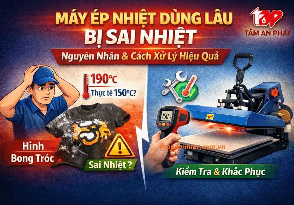 Máy ép nhiệt dùng lâu bị sai nhiệt: Nguyên nhân và cách xử lý hiệu quả