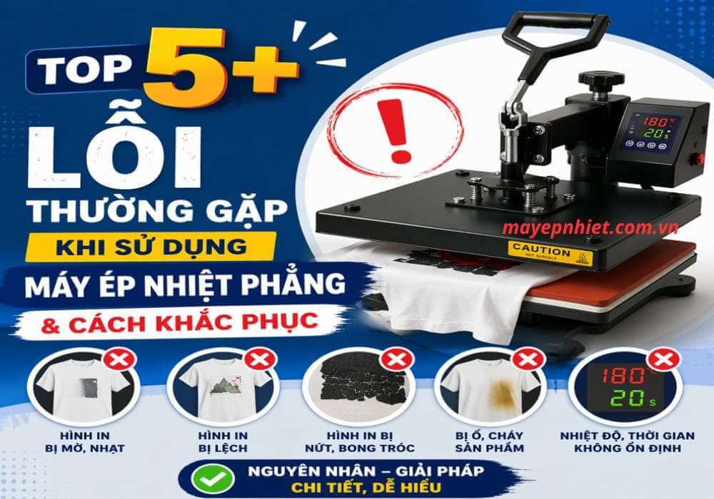 Top 5+ lỗi thường gặp khi sử dụng máy ép nhiệt phẳng & cách khắc phục