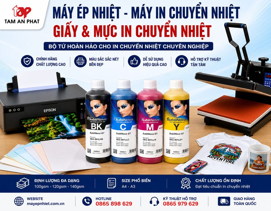 Máy ép nhiệt, máy in chuyển nhiệt, giấy & mực in chuyển nhiệt chính hãng 
