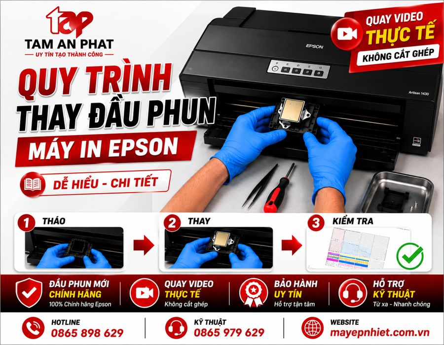 quy trình thay đầu phun máy in Epson tại Tâm An Phát