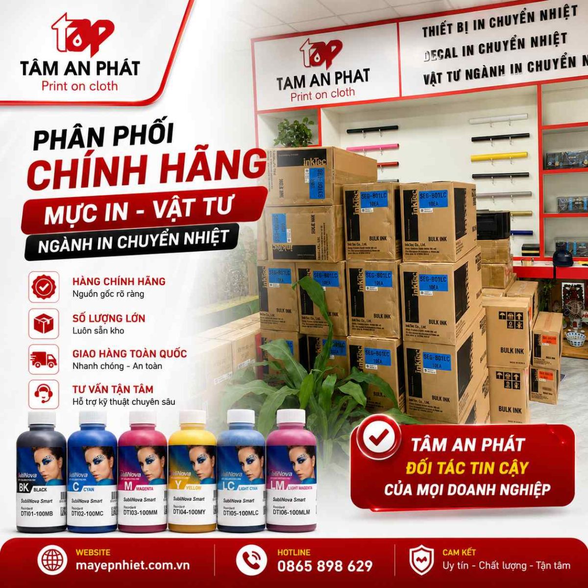 Mua mực in chuyển nhiệt Inktec DTI 100ml chính hãng tại Tâm An Phát