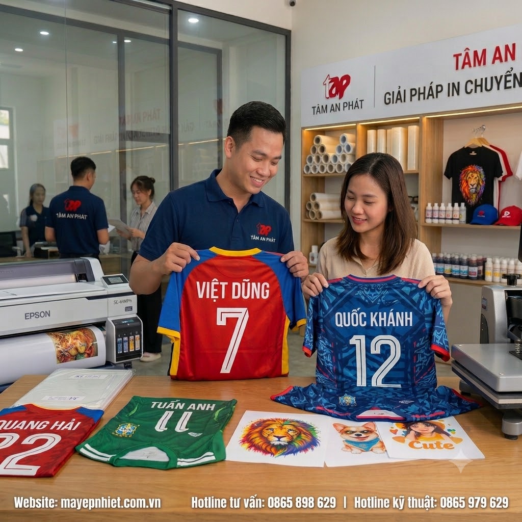 áo bóng đá in bằng giấy in chuyển nhiệt