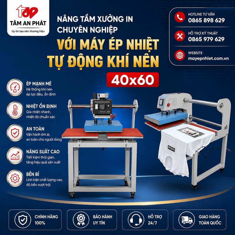 Máy ép nhiệt 40x60 khí nén Tâm An Phát