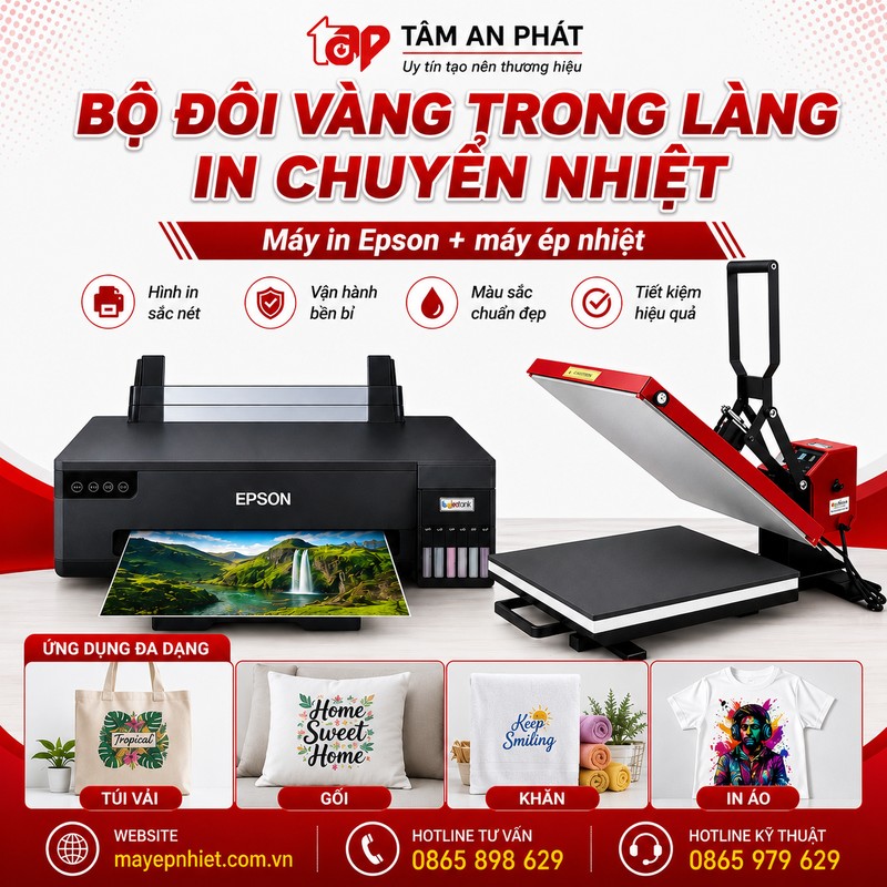 Máy in áo và máy ép nhiệt phẳng thiết bị quan trọng trong in chuyển nhiệt
