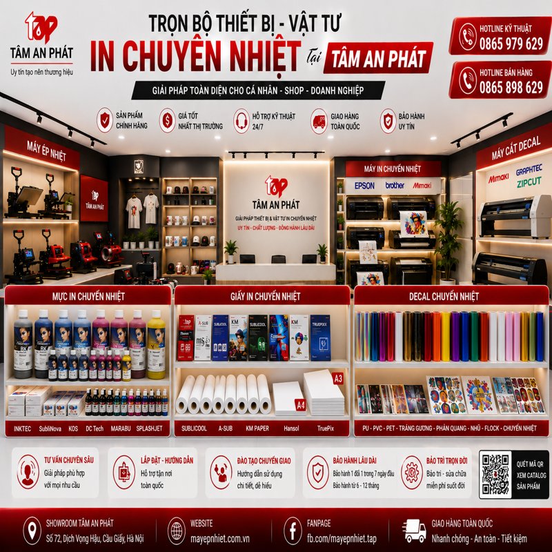 Tâm An Phát cung cấp trọn bộ thiết bị và vật tư in chuyển nhiệt