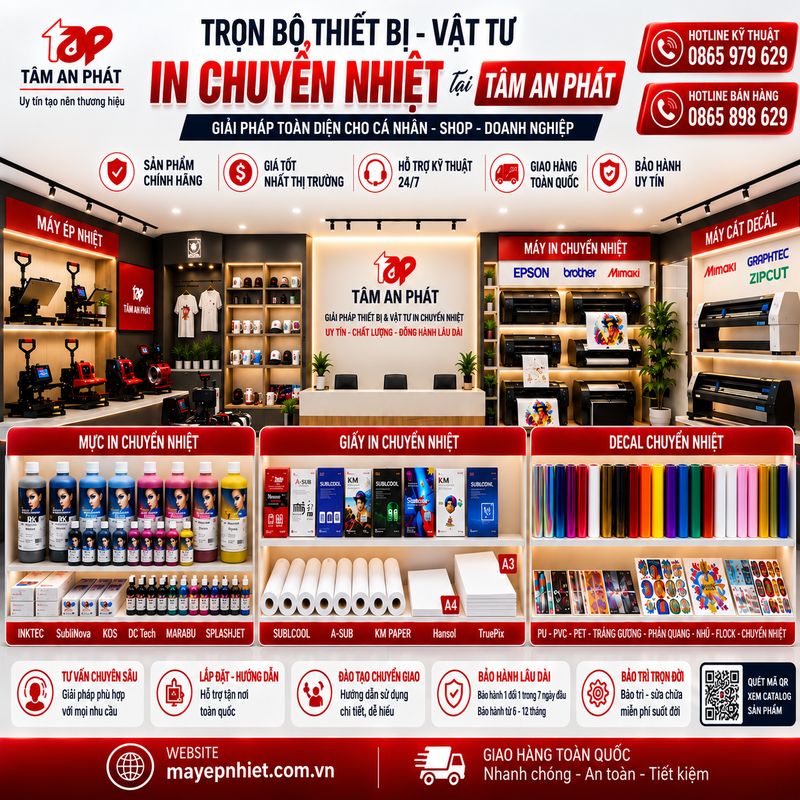 Tâm An Phát cung cấp trọn bộ thiết bị vật tư in chuyển nhiệt