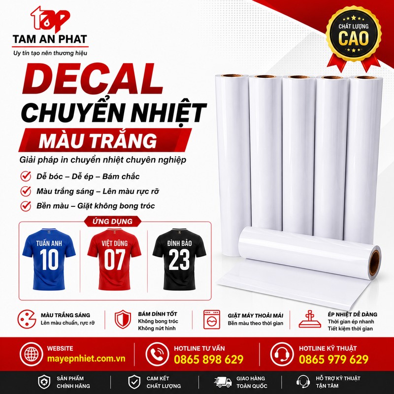 decal chuyển nhiệt màu trắng