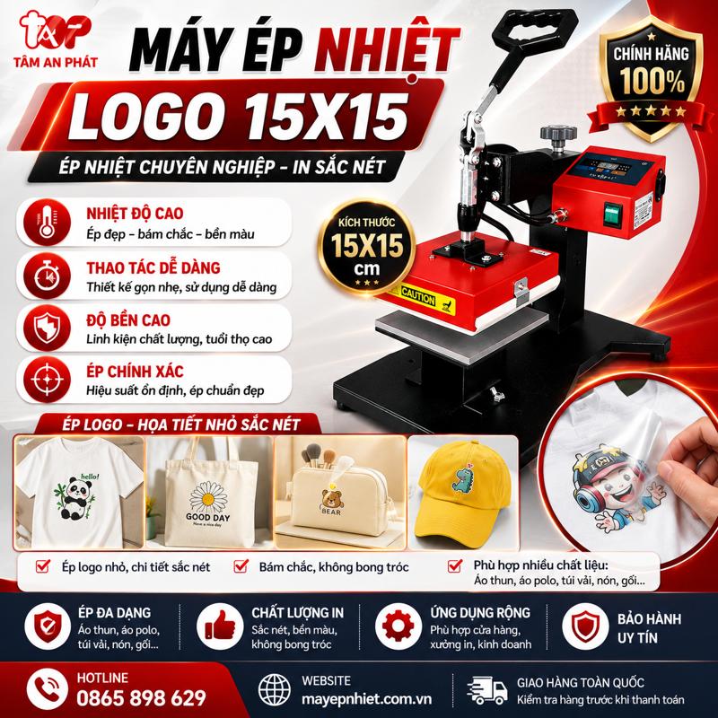 Máy ép nhiệt logo 15x15 Tâm An Phát