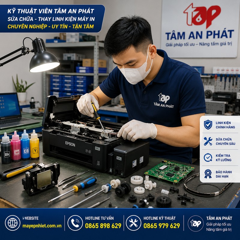 Tâm An Phát hỗ trợ kỹ thuật sửa chữa thay thế linh kiện  máy in chính hãng chuyên nghiệp