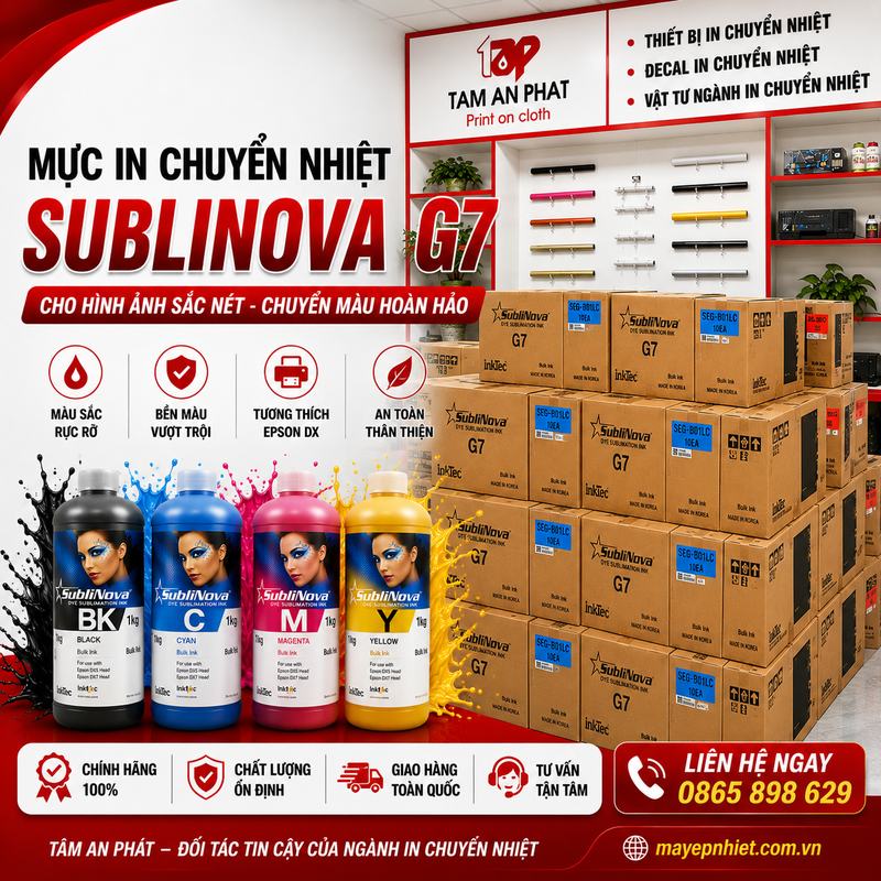 Mua mực In Chuyển Nhiệt Inktec Sublinova G7 SEG chính hãng tại Tâm An Phát