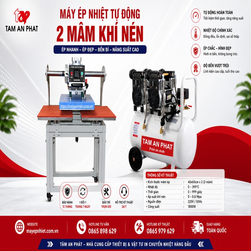 Máy ép nhiệt tự động khí nén