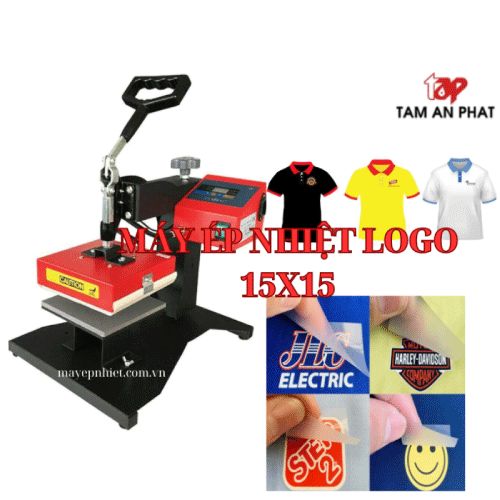 Máy ép chuyển nhiệt logo15x15nhỏ gọn, ép hiệu quả