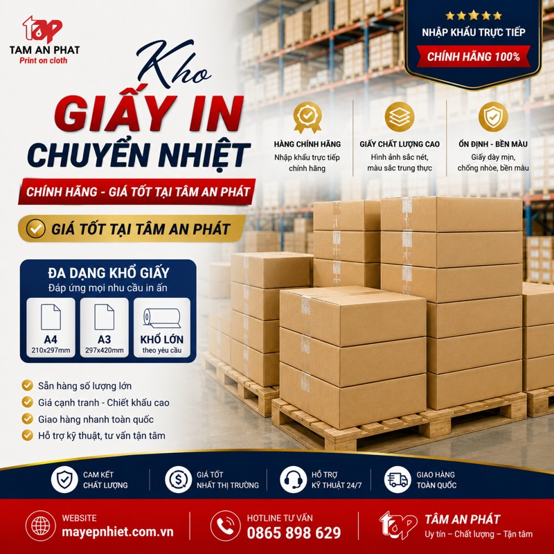 Kho giấy in chuyển nhiệt Hàn Quốc chính hãng tại Tâm An Phát
