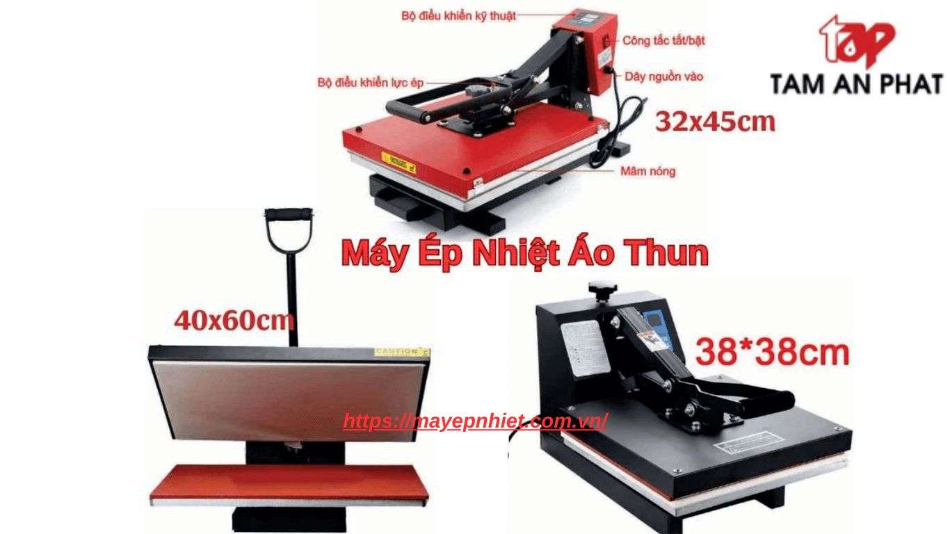 Máy ép nhiệt phẳng 38x38 32x45 và 40x60 dùng ép decal chuyển nhiệt lên áo