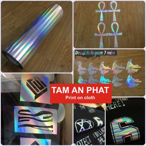 Decal Hologram 7 màu tạo hiệu ứng ánh kim trên áo