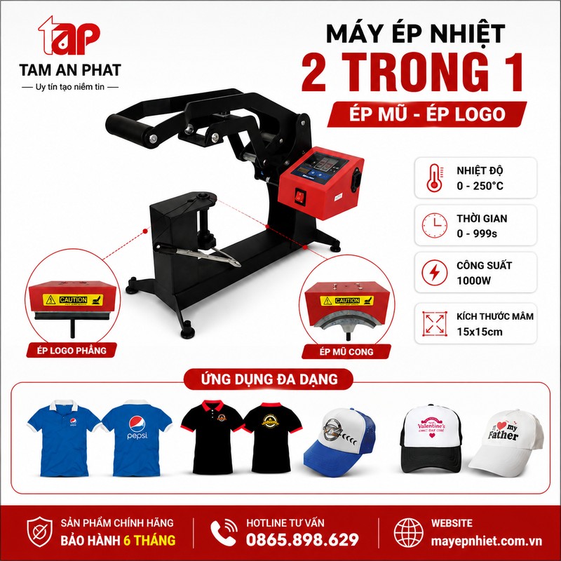 Máy ép nhiệt logo đa năng 2 trong 1