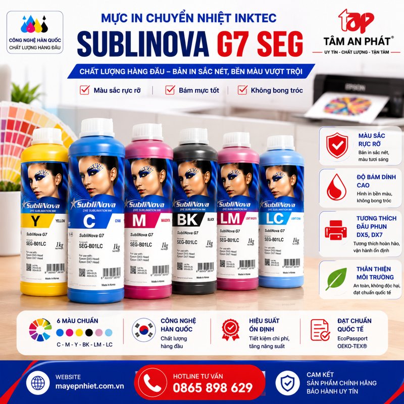 Mực in chuyển nhiệt Inktec 1 lít dùng cho xưởng in chuyển nhiệt