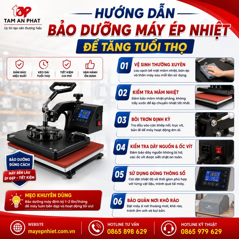 Hướng dẫn vệ sinh và bảo dưỡng máy ép nhiệt