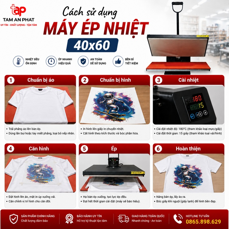 Cách sử dụng máy ép nhiệt để in hình lên áo