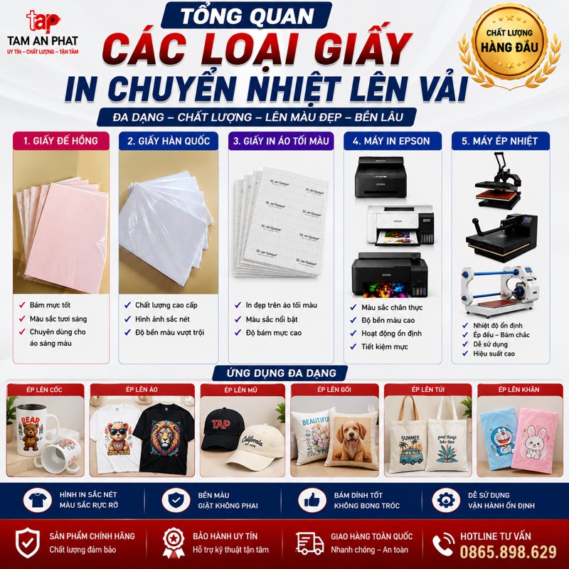 Giấy in chuyển nhiệt A3 A4 chất lượng dùng cho in áo và quà tặng