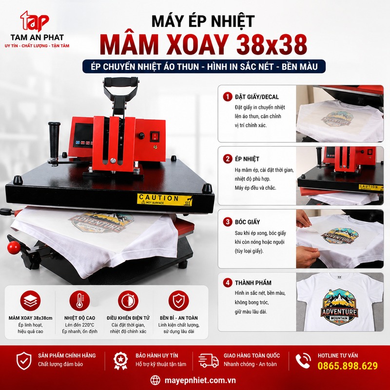 Hướng dẫn sử dụng máy ép nhiệt mâm xoay 38x38