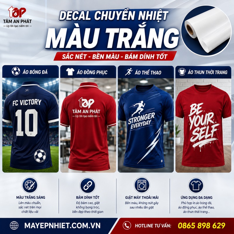 Ứng dụng decal pvc trắng in áo thể thao đồng phục