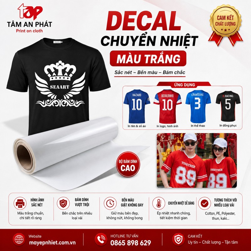 Decal PVC màu trắng dùng để ép áo chuyển nhiệt
