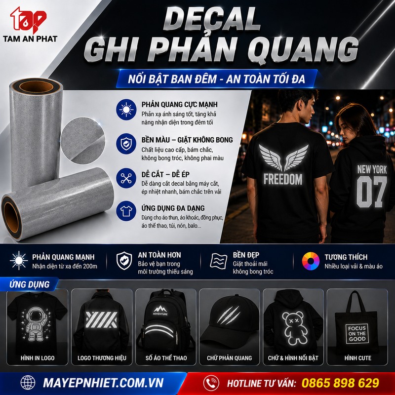 Decal phản quang màu ghi dùng ép áo