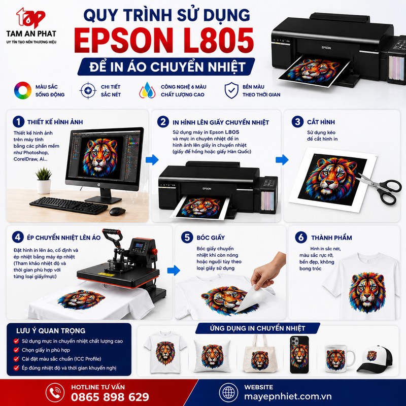 Quy trình sử dụng Epson L805 để in áo chuyển nhiệt